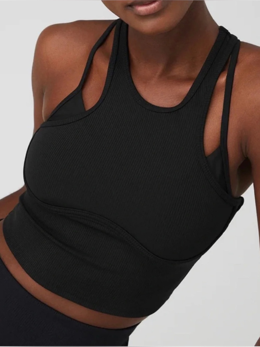 ALO YOGA | Ribbed Airlift Enchanted Bra Tank Top in Black, Size Small - Picture 8 of 8